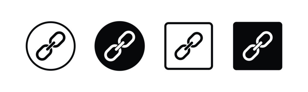 A comprehensive collection of chain link icons presented in diverse styles shapes and backgrounds offering flexibility for various
