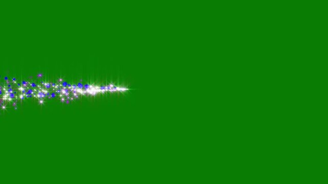 Magical golden glitter trail animation, sparkling spiral light path,  glitter particles glowing whait star. award effect on green background 4k video