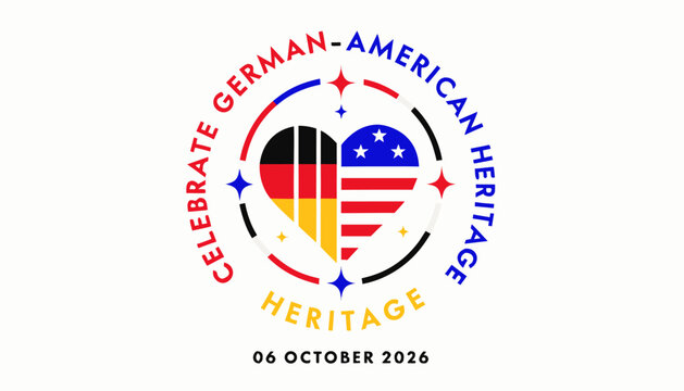 Heart shaped emblem celebrating german american heritage on white background