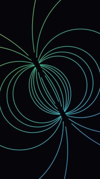 Glowing Blue Dipole Field Lines Animation on Black