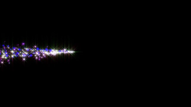 Magical golden glitter trail animation, sparkling spiral light path,  glitter particles glowing whait star. award effect on black background 4k video