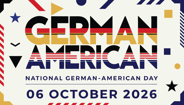 German American national day poster design with geometric festive style elements