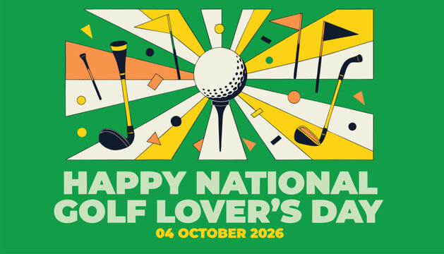 Vibrant vector illustration celebrating national golf lover day with sports equipment