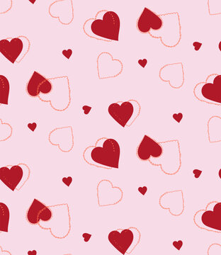 Heart Seamless pattern, love sign print, Heart Vector, graphic design fort love shape, girl's pattern design, tee shirt prints, summer clothing fabric background. 
