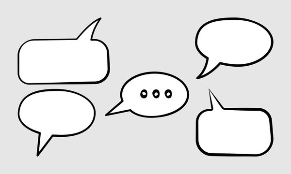 Various hand-drawn chat bubble icons for dialogue, messages, and communication in a set.