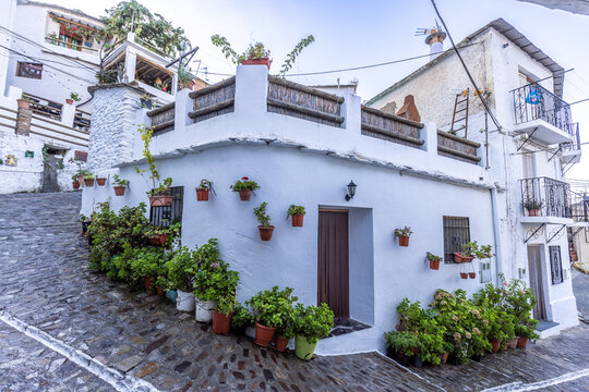 Picturesque corners of the charming village of Pampaneira, in the Alpujarras, Granada, Andalusia, Spain
