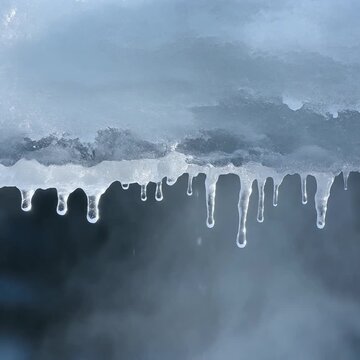 氷の縁から滴る雪解け水 シームレスループ動画背景 1:1 4K
