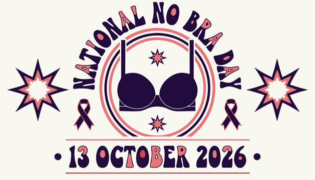 National no bra day graphic design with vintage typography style