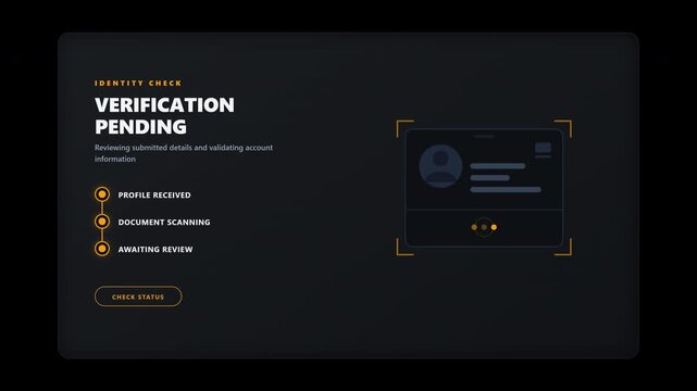 Identity Verification Pending Account Review KYC Check UI Transparent Background 4K Animation