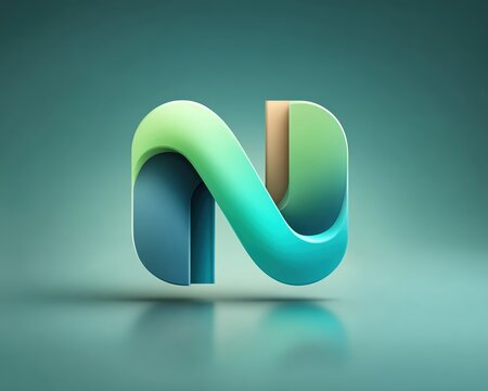 Minimalist overlapping NN letters in fluid wave composition