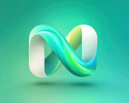 Minimalist overlapping NN letters in fluid wave composition