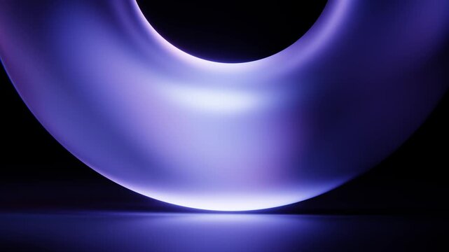 Large blue torus background with glossy neon loop reflection