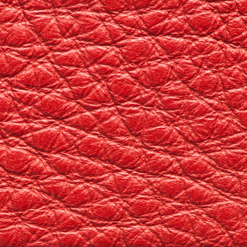 Close up macro texture of vibrant red leather material