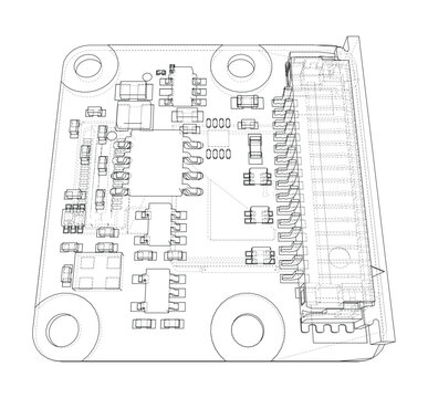 circuit board wireframe illustration. Vector