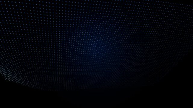 Abstract dark background with white dotted geometric patterns and blue square shapes