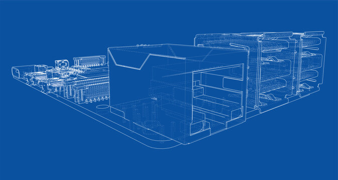 blueprint of electronic circuit board. Vector