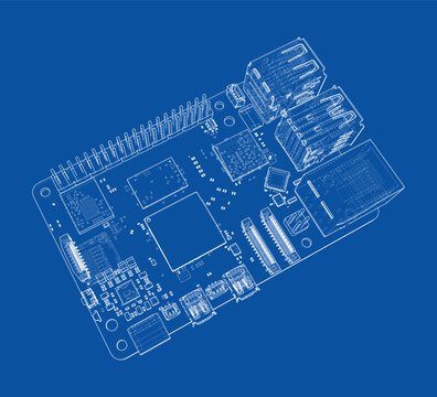 circuit board blueprint illustration. Vector