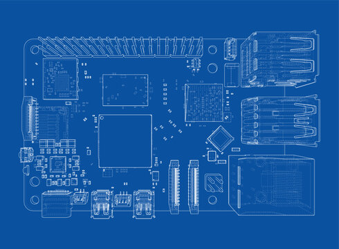 circuit board blueprint illustration. Vector