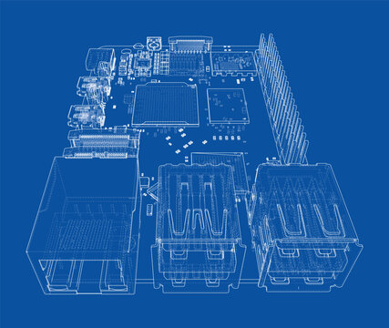 electronic circuit board blueprint. Vector