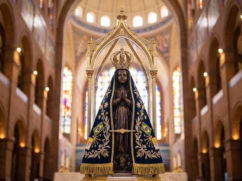 Statue of Our Lady of Aparecida inside the National Sanctuary Basilica