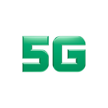 Bold and glowing 5G network symbol rendered in vibrant green typography against a stark black background, representing modern high-speed mobile data technology and telecommunications connectivity solu