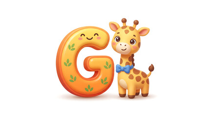Obraz premium Colorful Letter G Alphabet Illustration for Kids