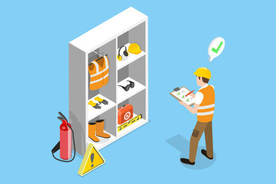 3D Isometric Flat Vector Illustration of PPE Storage, Effective Storage Of Personal Protective Equipment.