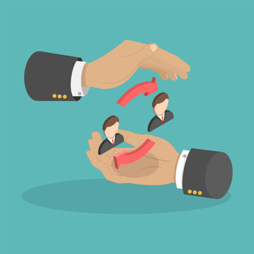 3D Isometric Flat Vector Illustration of Employee Turnover, Job Rotation For Employee Retention In Company