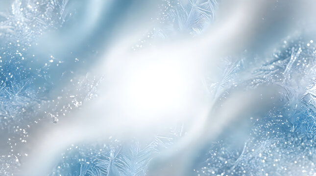 Frosted window with delicate ice crystals