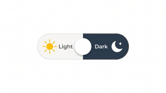Minimal Toggle Switch Ui Design with Light and Dark Mode Icons. User Interface Element, Digital Switch