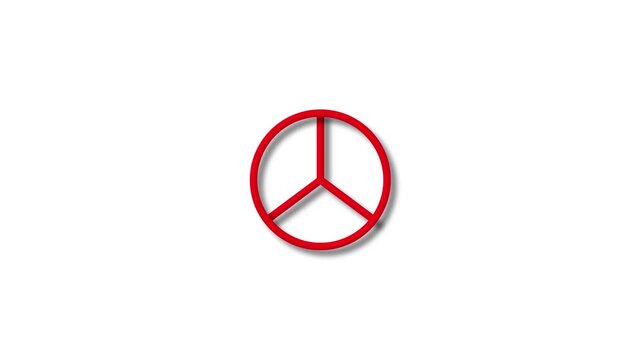 Abstract red three pointed star circular emblem badge icon 4k video graphics