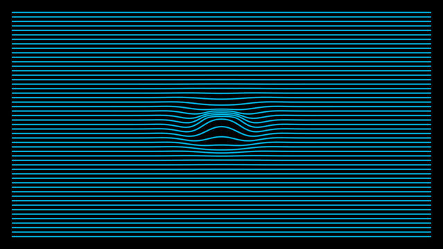 Composition lin&eacute;aire cin&eacute;tique et fluide formant une illusion d'optique vibrante, id&eacute;ale pour repr&eacute;senter la technologie num&eacute;rique, les ondes sonores et le mouvement rythmique