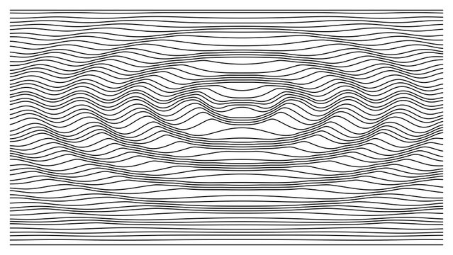 Composition lin&eacute;aire cin&eacute;tique et fluide formant une illusion d'optique vibrante, id&eacute;ale pour repr&eacute;senter la technologie num&eacute;rique, les ondes sonores et le mouvement rythmique