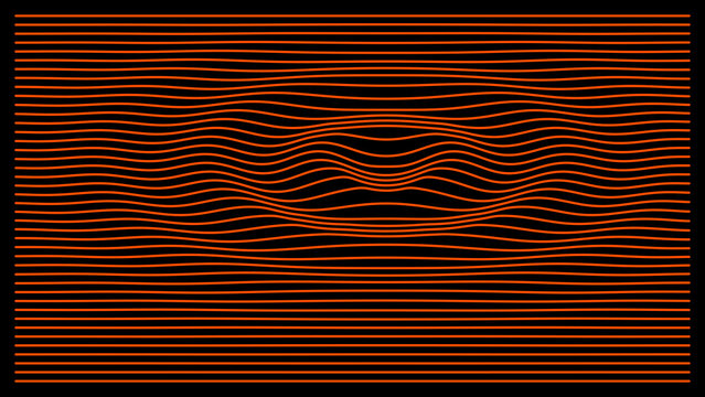 Composition lin&eacute;aire cin&eacute;tique et fluide formant une illusion d'optique vibrante, id&eacute;ale pour repr&eacute;senter la technologie num&eacute;rique, les ondes sonores et le mouvement rythmique