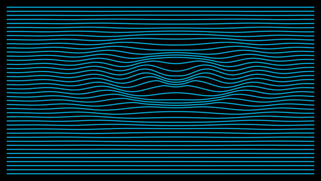 Composition lin&eacute;aire cin&eacute;tique et fluide formant une illusion d'optique vibrante, id&eacute;ale pour repr&eacute;senter la technologie num&eacute;rique, les ondes sonores et le mouvement rythmique