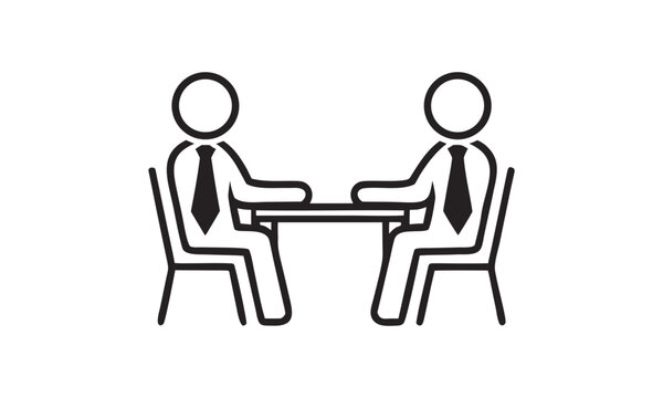 Two business professionals having a meeting across a table illustration
