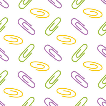seamless pattern colorful paperclips