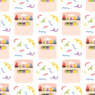 seamless pattern wax crayons packs