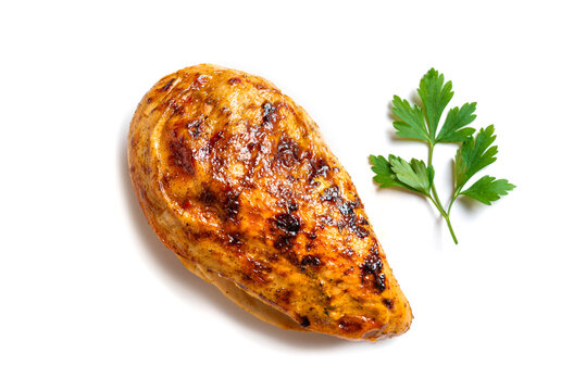 Roasted chicken fillet meat isolated on white