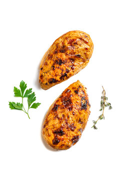 Grilled chicken fillet meat isolated on white