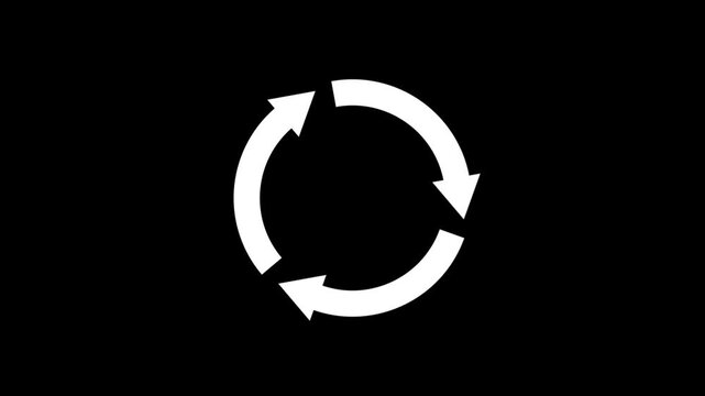 Three rotating arrow circle animation white color on a black background.