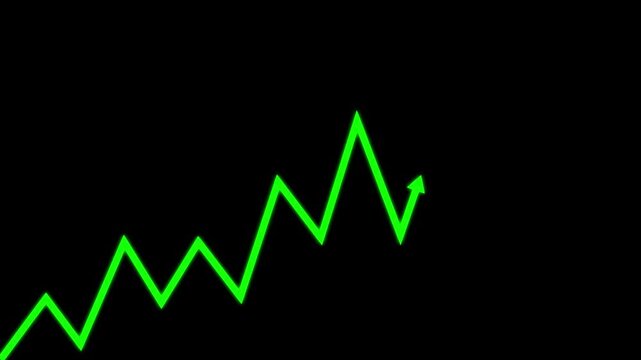 Successful growth trend line graph going Up.Abstract arrow down and up business graph.