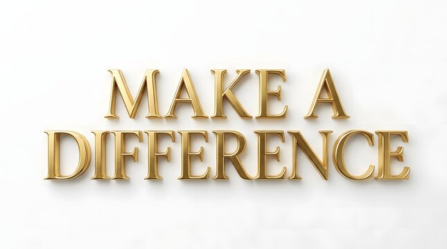 Inspirational quote make a difference in artistic gold lettering on a white background