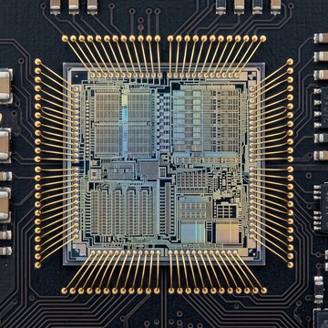 Extreme Macro of Microprocessor Silicon Die with Busses