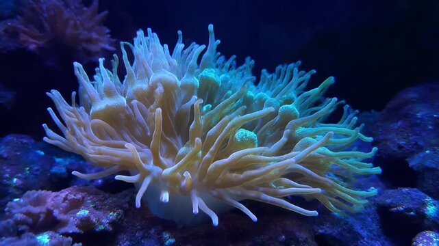 Vibrant Sea Anemone Tentacles Underwater Marine Life Coral Reef Aquarium