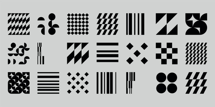 Abstract geometric shapes and patterns set