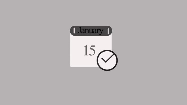 Minimal january 15 calendar icon with corner flag