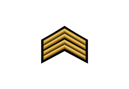 Sergeant rank military chevron insignia with transparent background