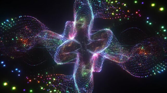 Abstract Glowing Particles Form Hypnotic Swirling Energy Structure