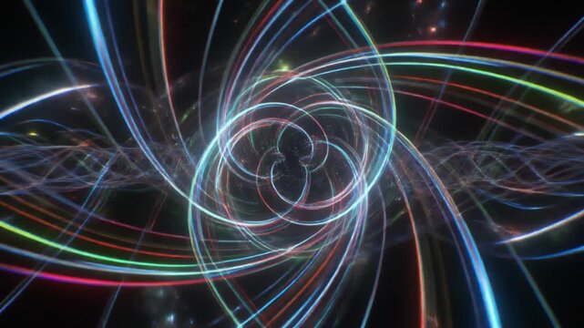 Abstract Swirling Neon Light Trails, Futuristic Energy Vortex and Motion Blur